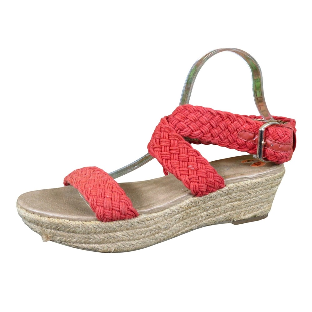 Jessica Simpson Leila Womens Espadrille Wedge Sandals Size 9.5 Casual Red Fabric